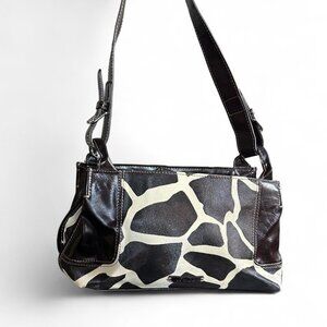 Nine & Co. giraffe print faux leather brown and white giraffe print shoulder bag